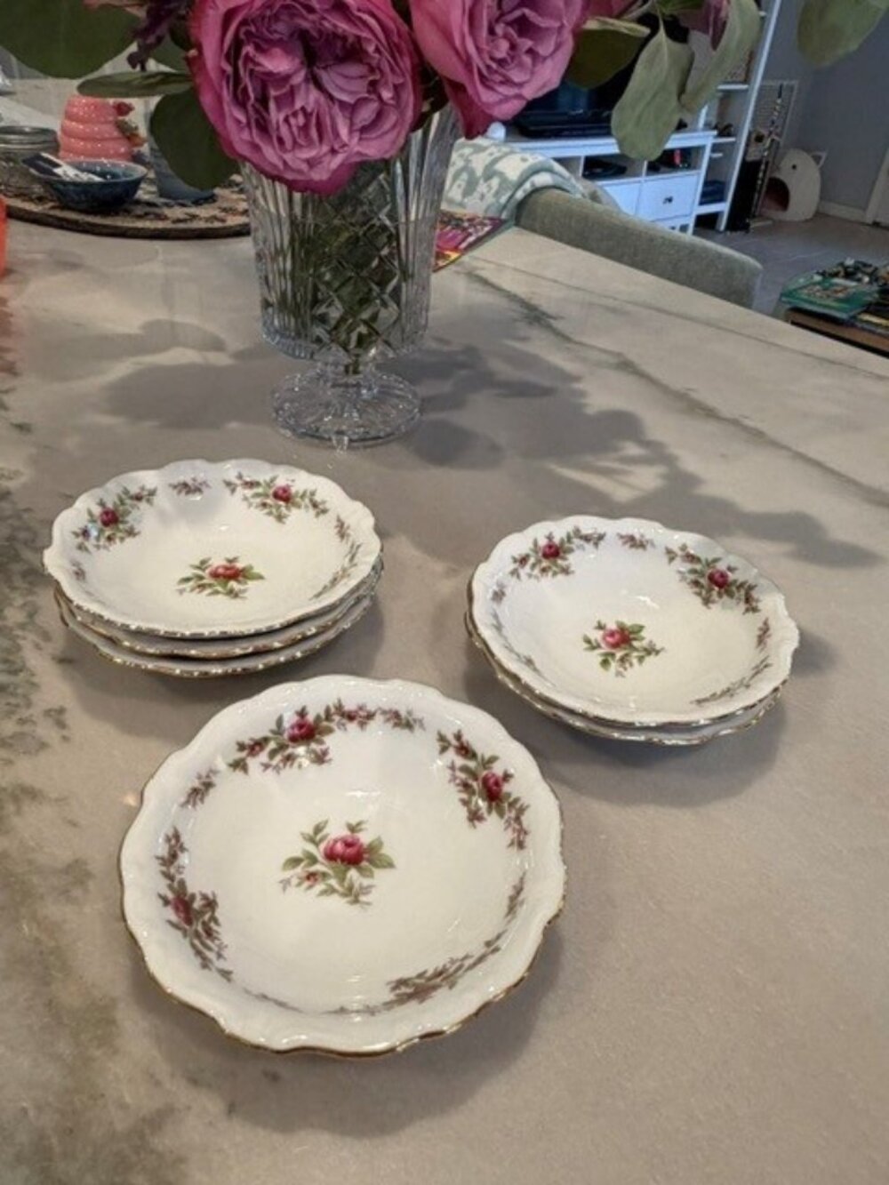 Vintage Johann Haviland Bavaria Germany Set of 6 Floral Berry Bowls